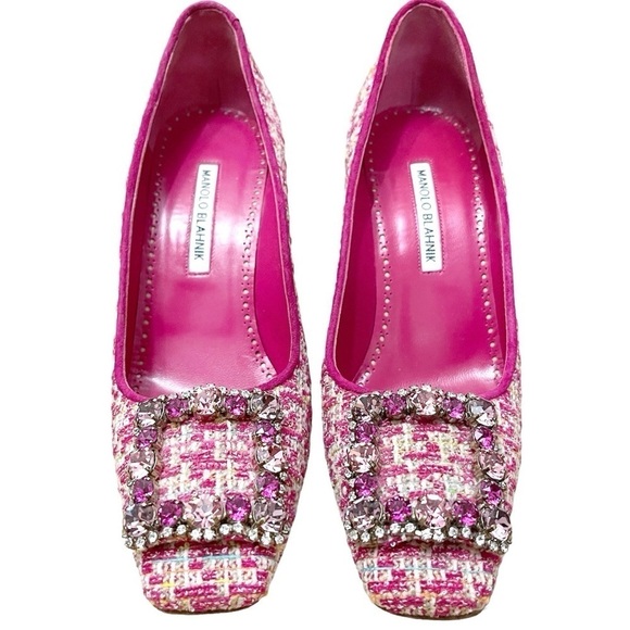 Manolo Blahnik Vazza 105 Tweed Pumps - Picture 6 of 13